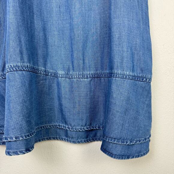 Chelsea & Violet | Girls 14 Blue Chambray Tencel V-neck Sleeveless A-line Dress - Picture 4 of 7